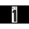 Hy-Ko 200410 3 in. Bend & Peel Silver Reflective Vinyl House Number 1, Black 0200410